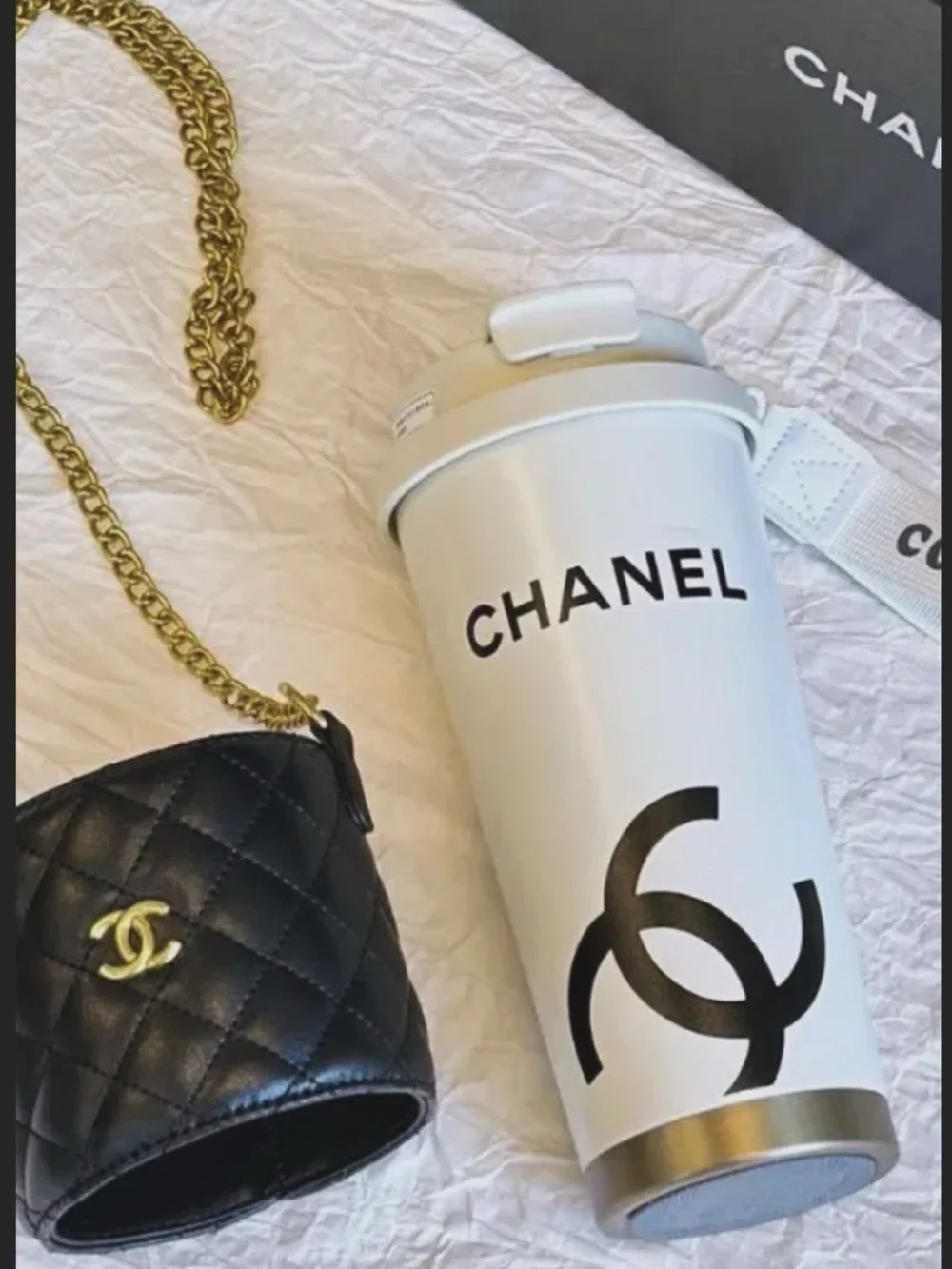 Limited Edition Beaute GWP/ VIP Tumbler w/Quilted Crossbody Holder NWB